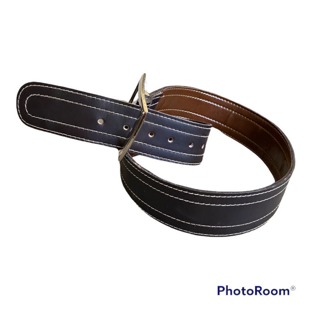 Vintage Black with White Stitching Belt